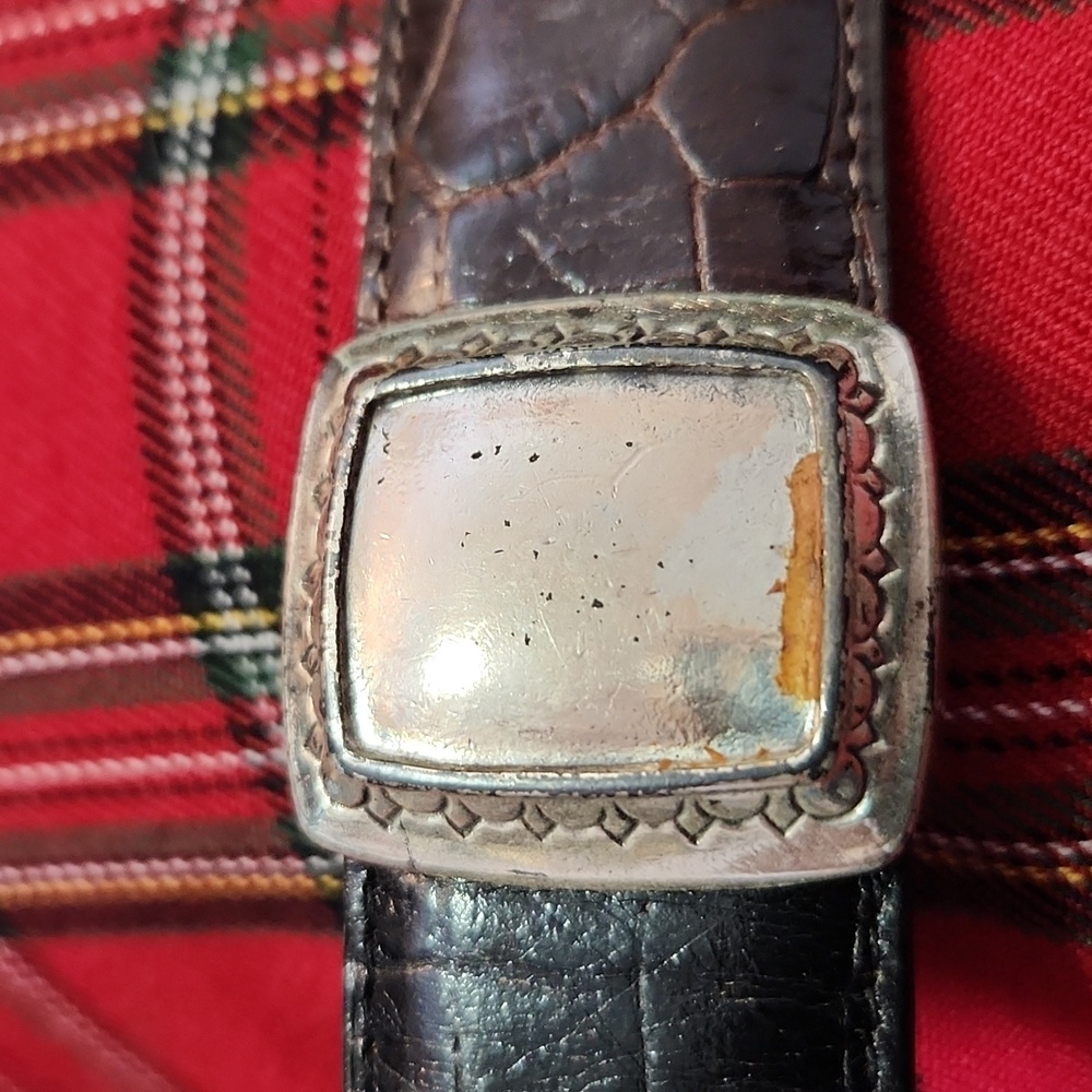 Vintage Brighton black leather and silver details belt hinged 30-33" waist - Picture 15 of 16